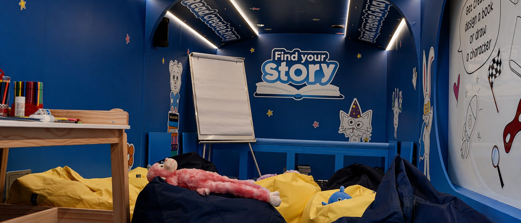 The Works: 'Find your Story' Bus inside with reading area