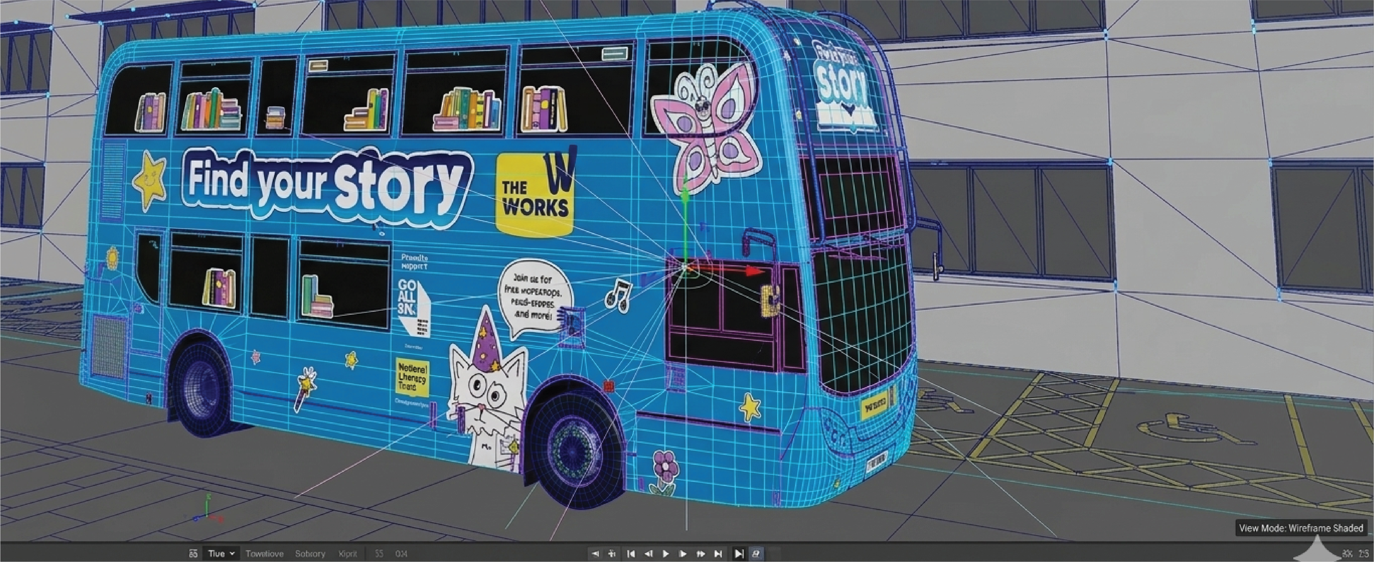 The Works: 'Find your Story' Bus 3D bus mockup