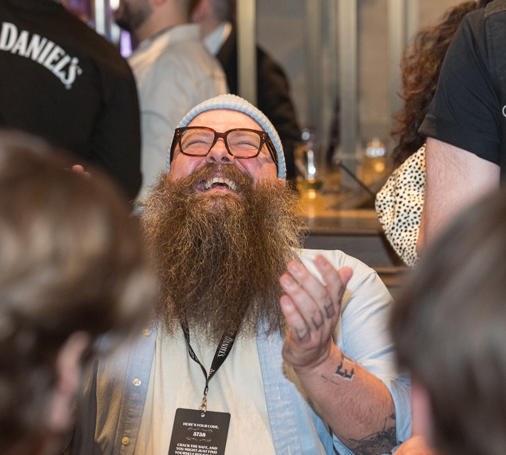 Attendee laughing at the Jack Daniel's event