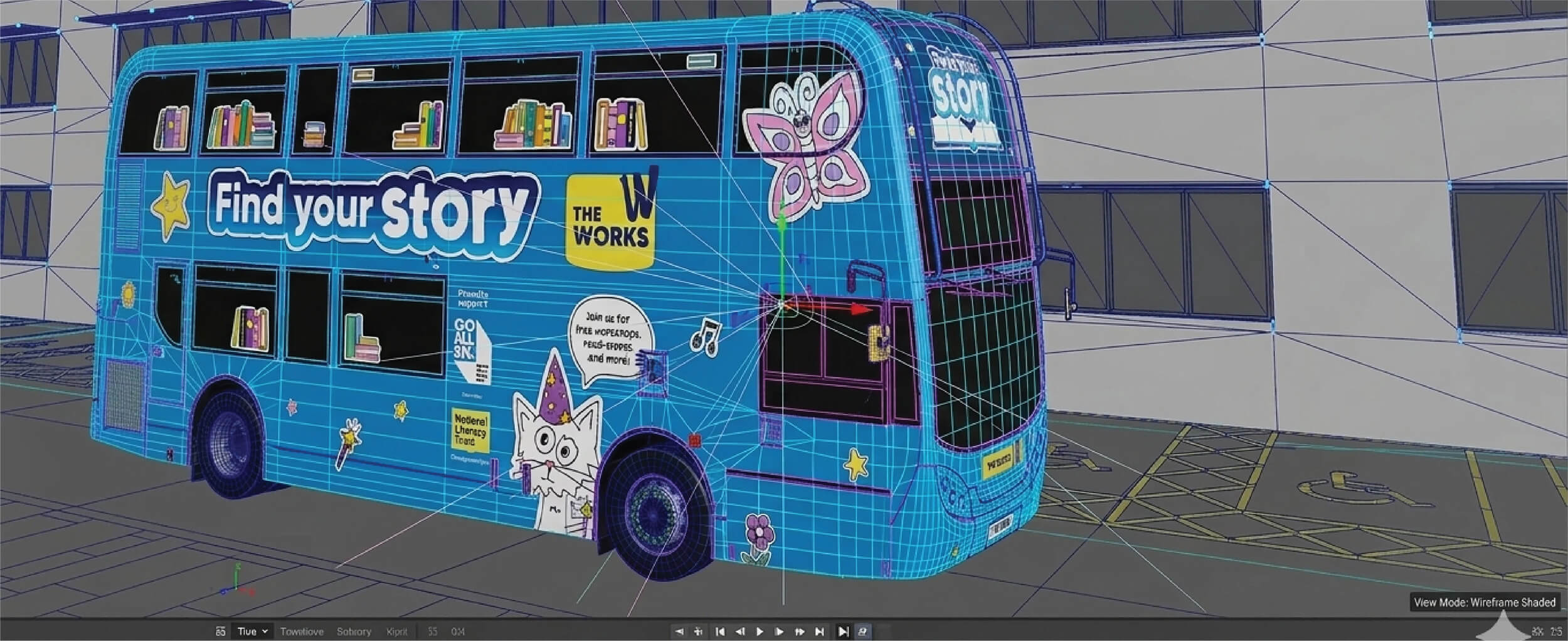 The Works: 'Find your Story' Bus 3D bus mockup