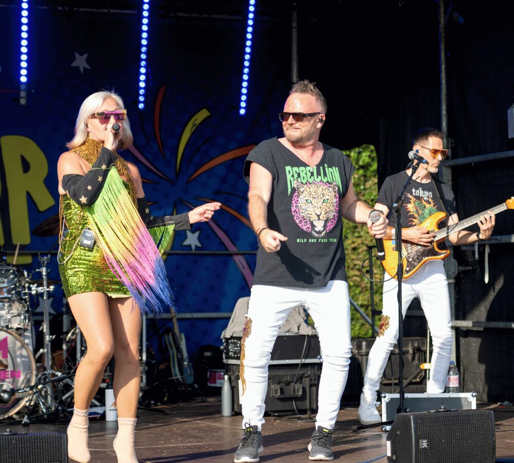 Live band performing on stage at the Windsor Festival